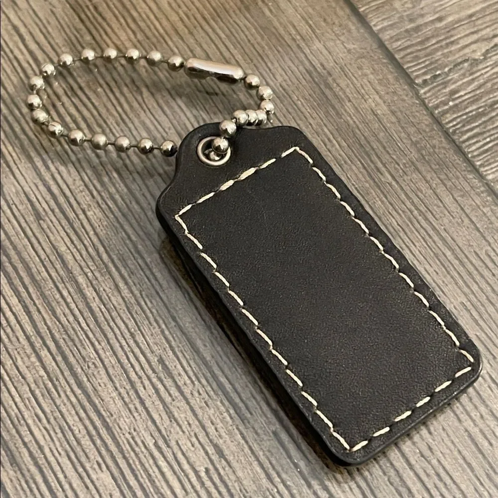 Coach Black Leather Hangtag - Key Chain